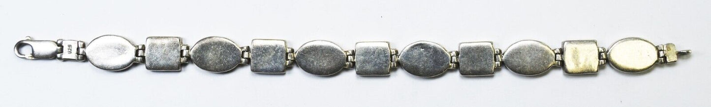 Sterling Silver Dyed Howlite Square Oval Bracelet 10mm 7.25"