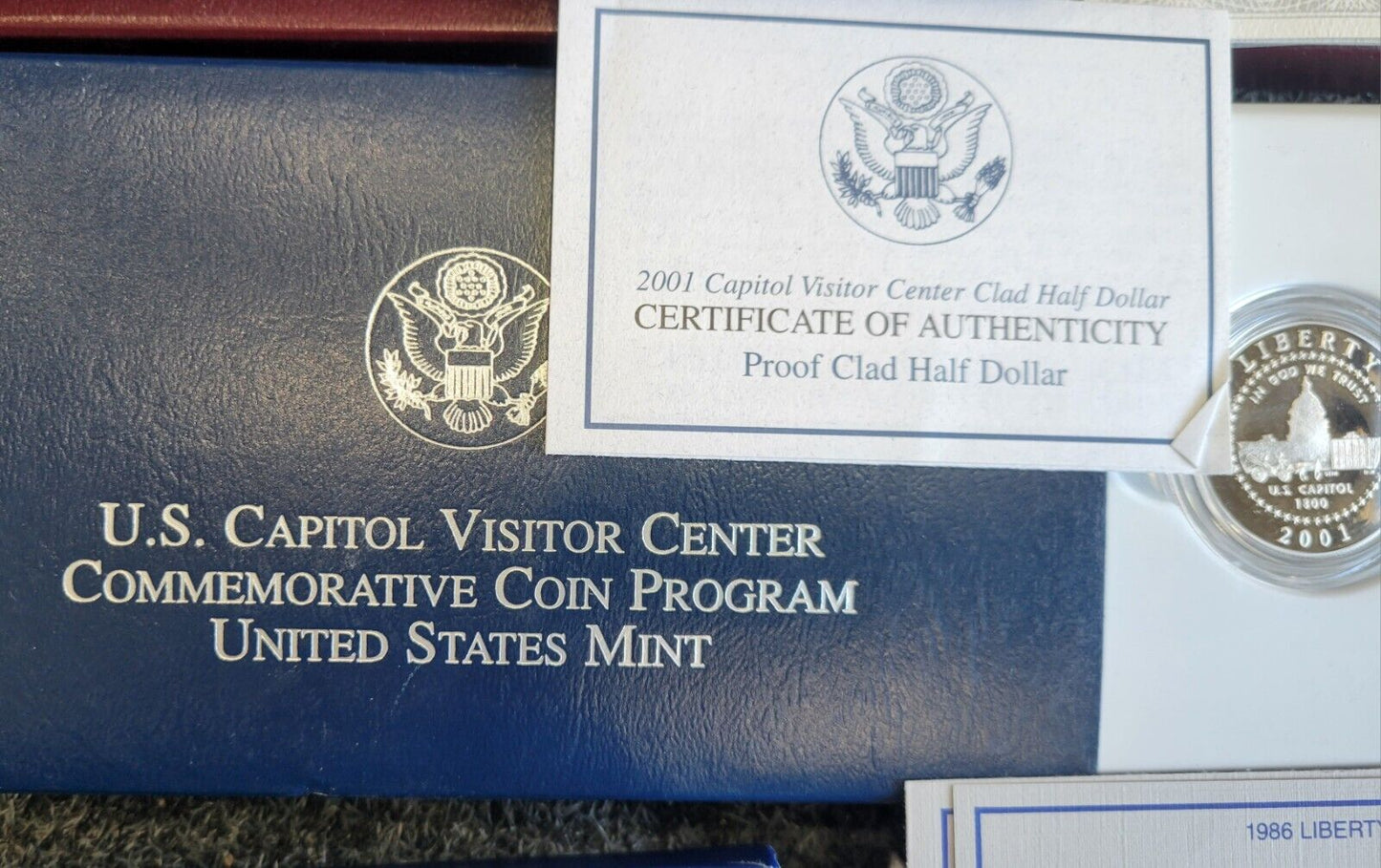 6 Commemorative US MINT Boxed Leif, Ellis, Capitol, Olympic, WWII 50TH, Rushmore