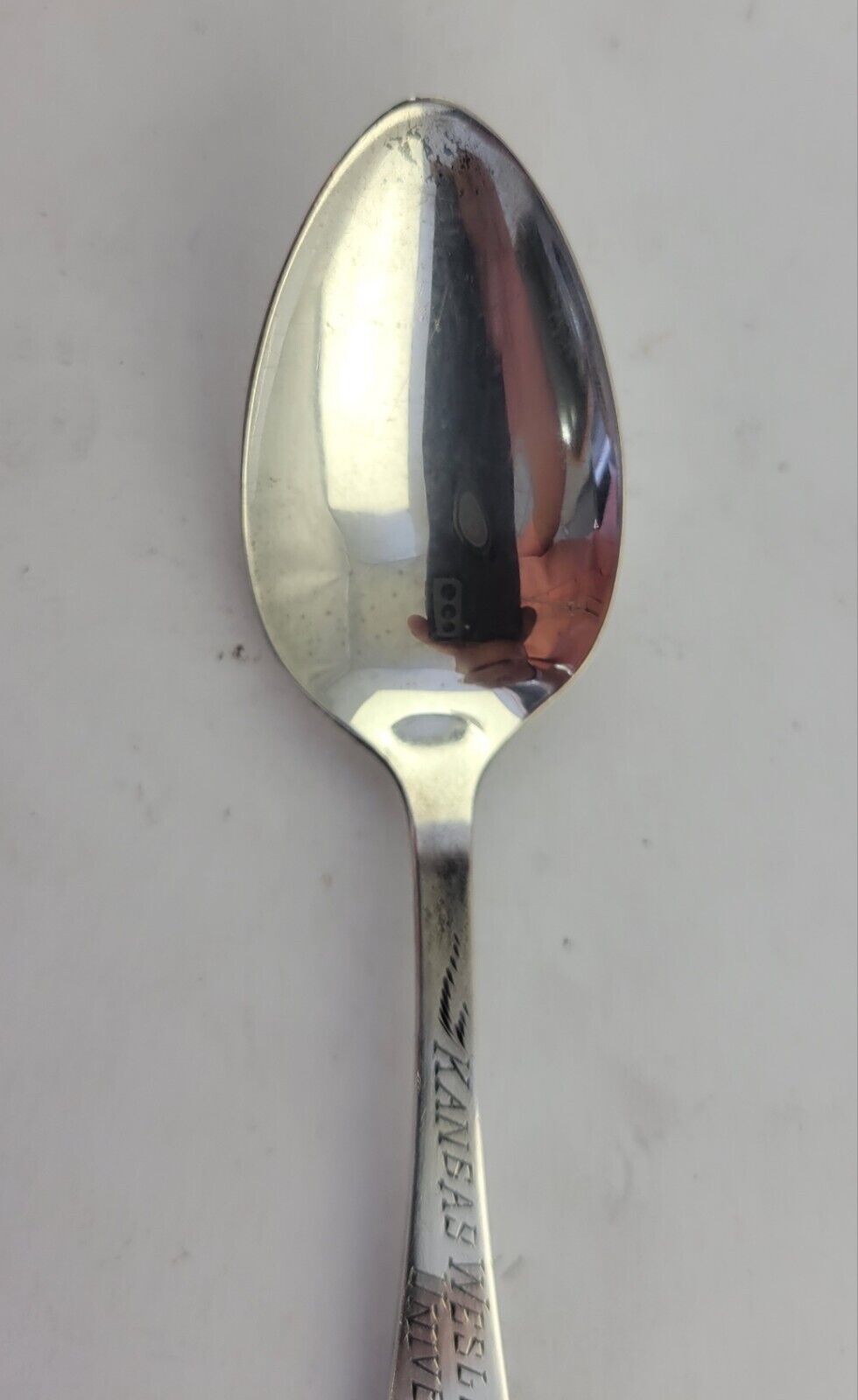 1915 Wesleyan University 5 5/8" Sterling Silver Souvenir Spoon Kansas .65oz