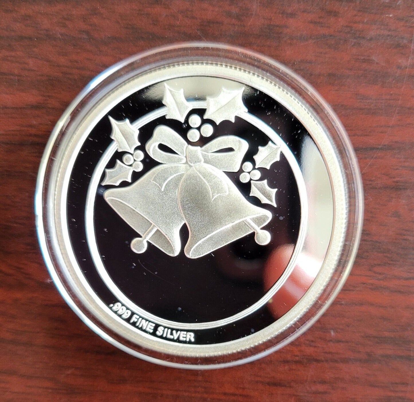 Season's Greetings 1oz Fine Silver Round Christmas Colored Enamel Santa Workshop