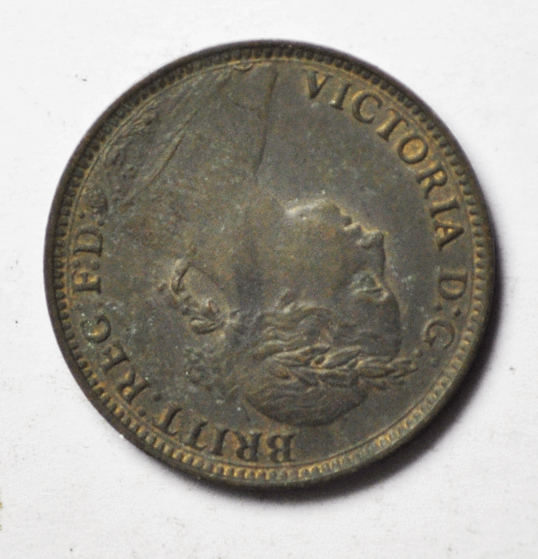 1881 H 1F Great Britain Farthing Copper Coin KM#753 Rare Uncirculated