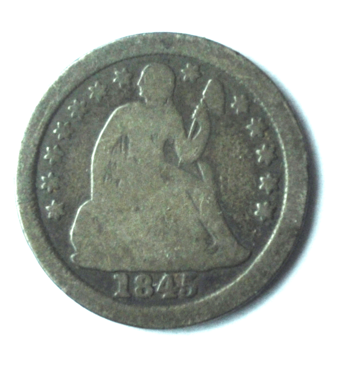 1845 O 10c Seated Silver Dime Ten Cents New Orleans