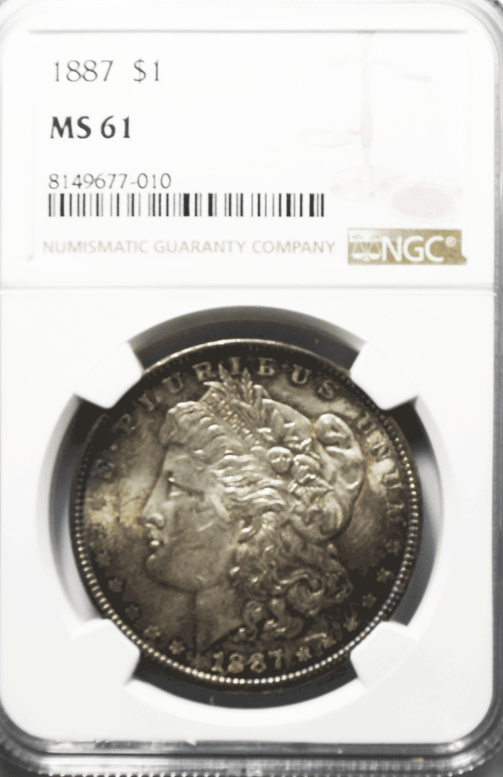 1887 $1 Morgan Silver Dollar MS61 NGC Uncirculated Philadelphia