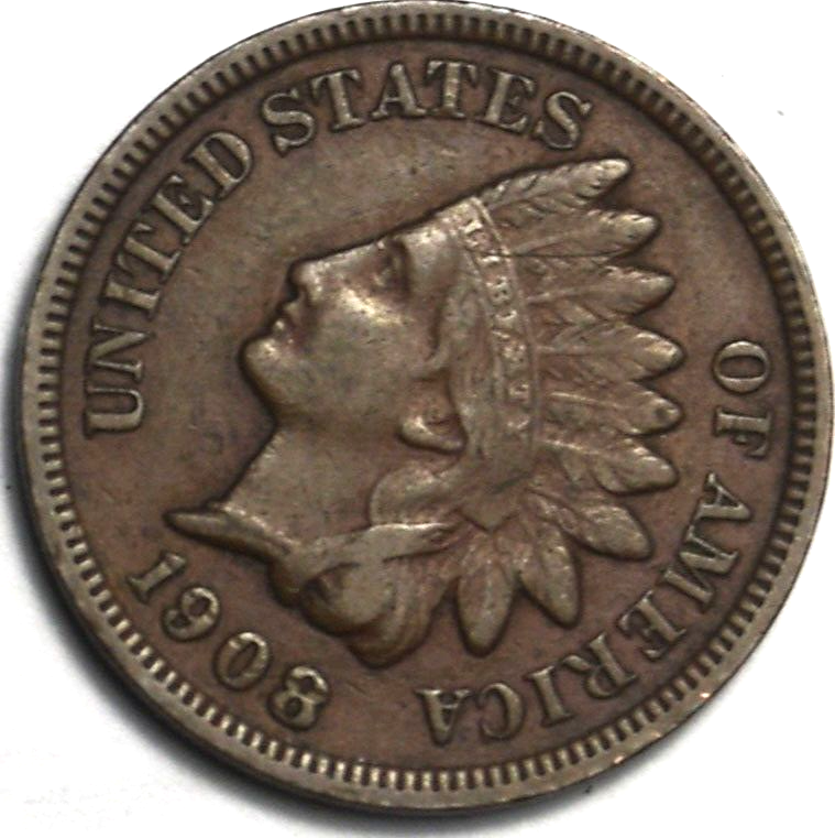 1908 S 1c Indian Head Penny One Cent US San Francisco Rare