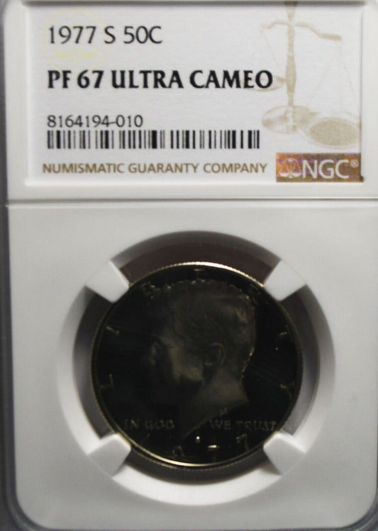 1977 S 50c Kennedy Half Dollar NGC PF67 Ultra Cameo Proof San Francisco
