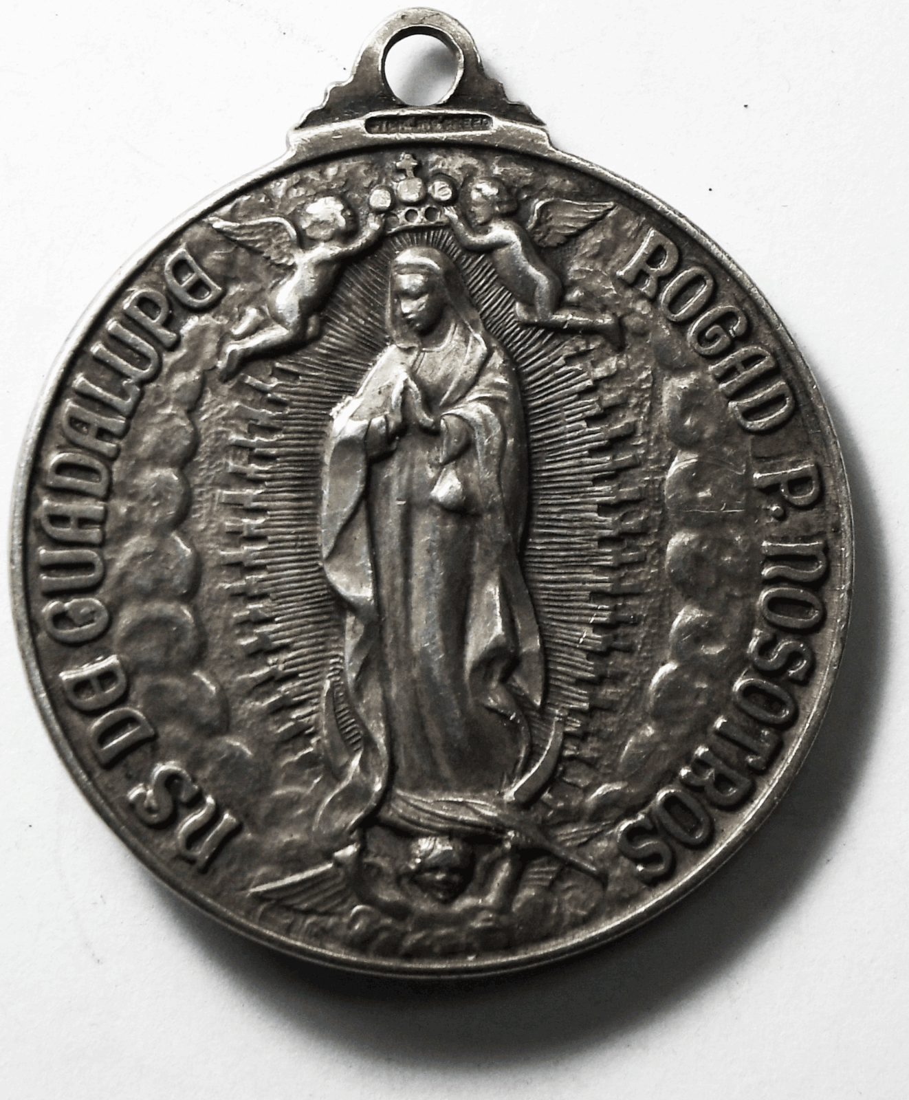 Creed Sterling Silver Jesus Guadalupe Medal Pendant 43mm