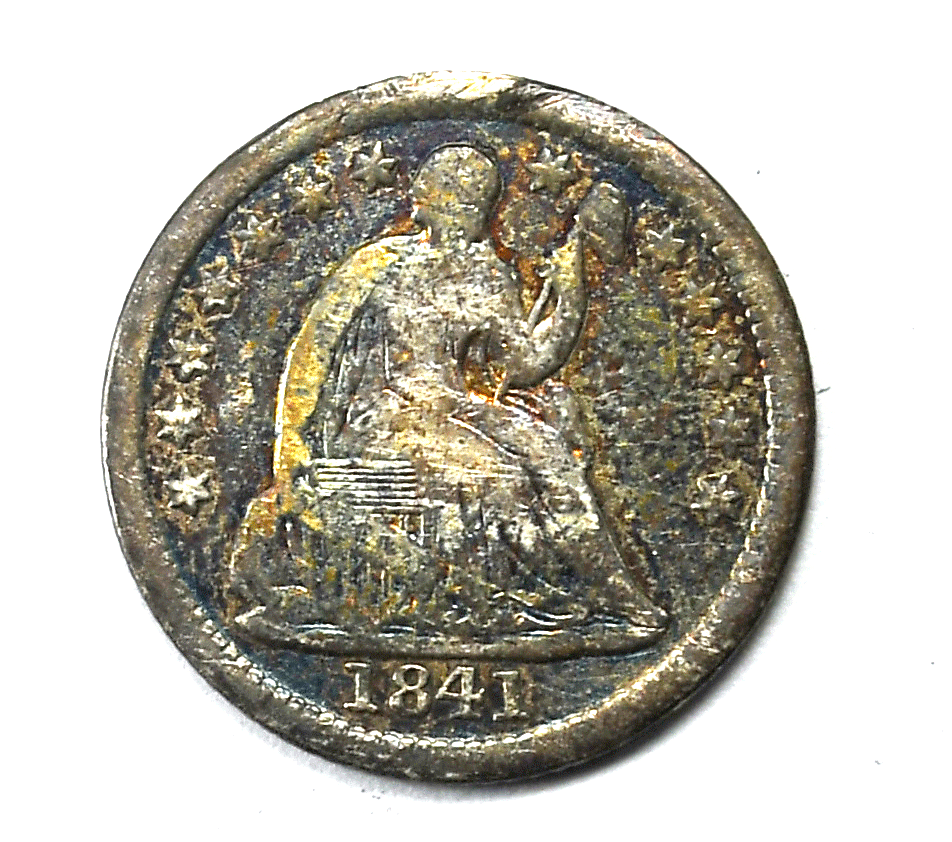 1841 H10c Seated Liberty Silver Half Dime Philadelphia Rare 5c