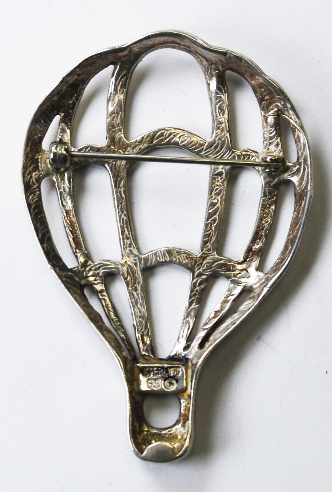 Sterling Silver Glenn Sandoval Hot Air Balloon Brooch Pin 59mm x 35mm