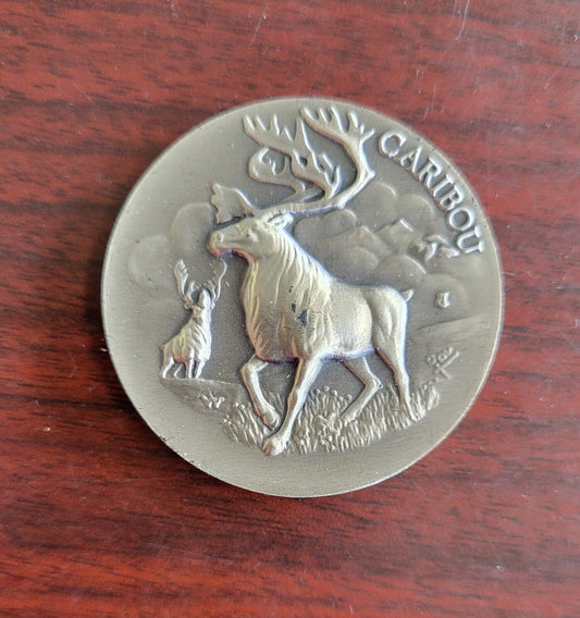 Longines Symphonette Sterling Caribou Wildlife Series Medal 1.1oz Coin