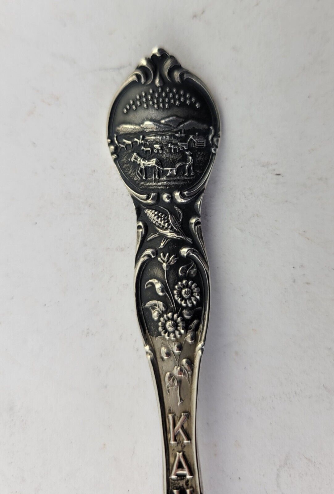 1917 Kansas State Sterling Silver 5 3/8" Souvenir Spoon .54oz. by Watson