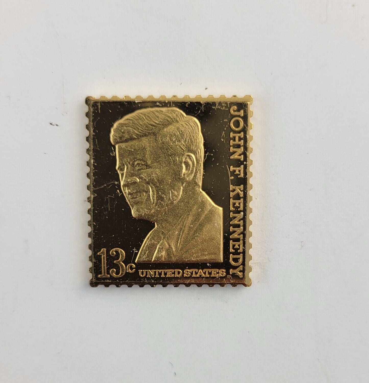 USPS United We Stand .999 Fine Silver Gold Plated Stamp John F. Kennedy .35oz.