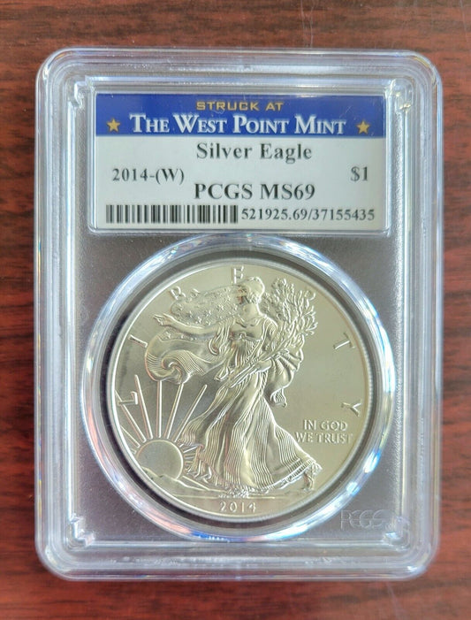 2014-(W) American Silver Eagle - PCGS MS69 Struck at West Point Blue Label