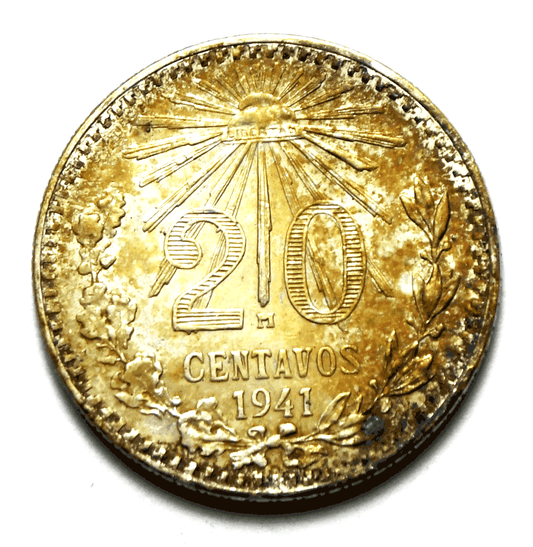 1941 Mexico Estados Unidos Mexicanos 20 Centavo Silver Coin KM# 438
