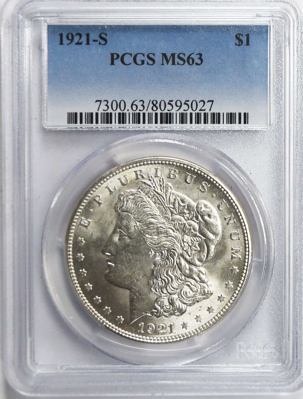 1921 S $1 Morgan Silver One Dollar PCGS MS63 San Francisco  Uncirculated
