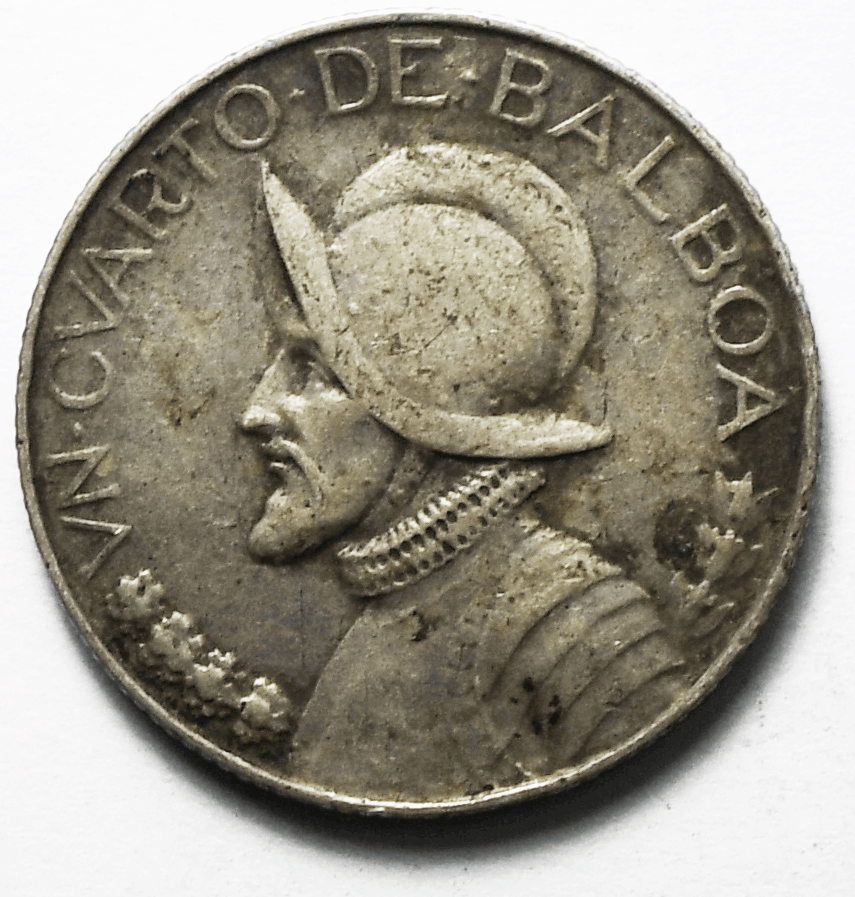 1933 Panama 1/4 Quarter Balboa Silver Coin KM# 11.1
