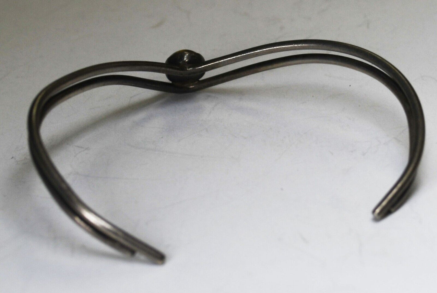 Sterling Silver Oval Tiger's Eye Double Wire Cuff Bracelet 10mm 6.5" Wrist