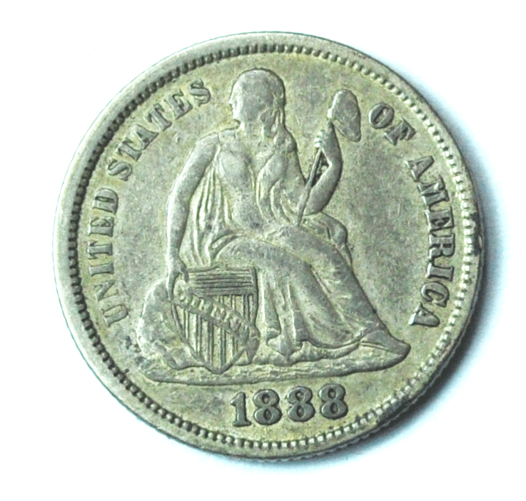 1888 10c Seated Silver Dime Ten Cents Philadelphia