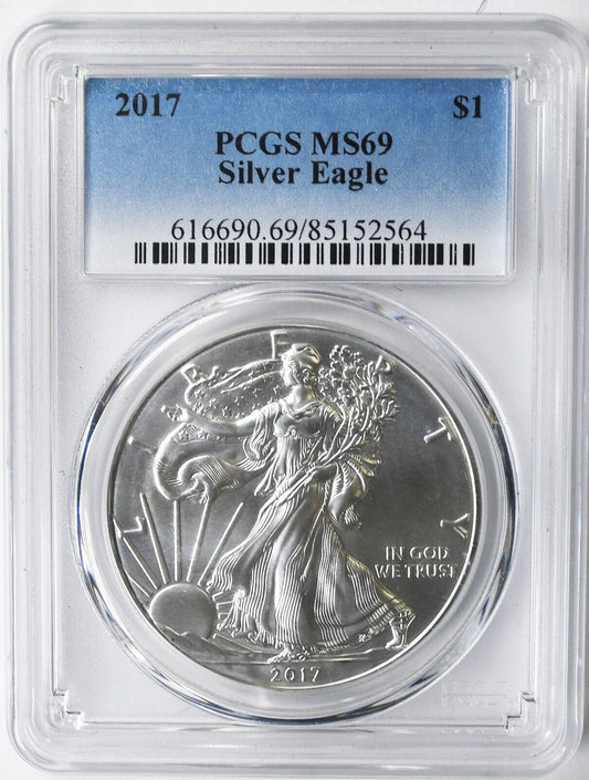 2017 $1 Silver American Eagle PCGS MS69 One Ounce Fine