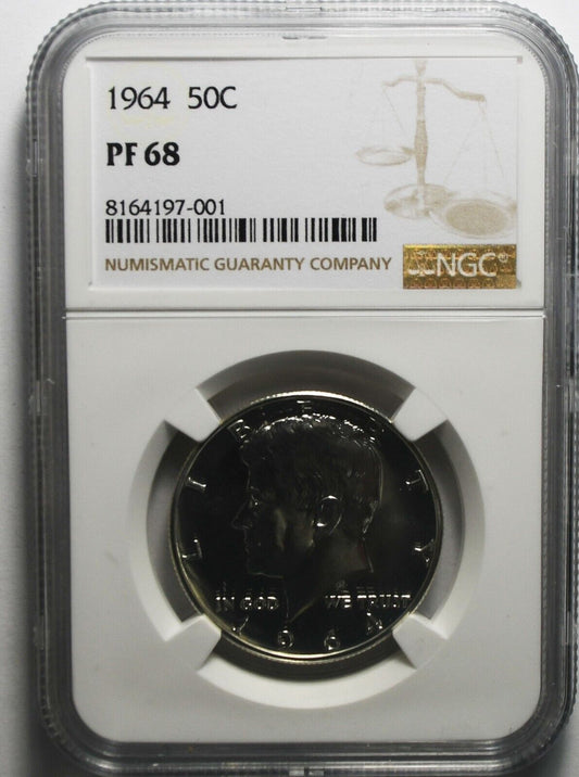 1964 50c Kennedy Silver Half Dollar Proof PF68 NGC Gem Unc Straight G