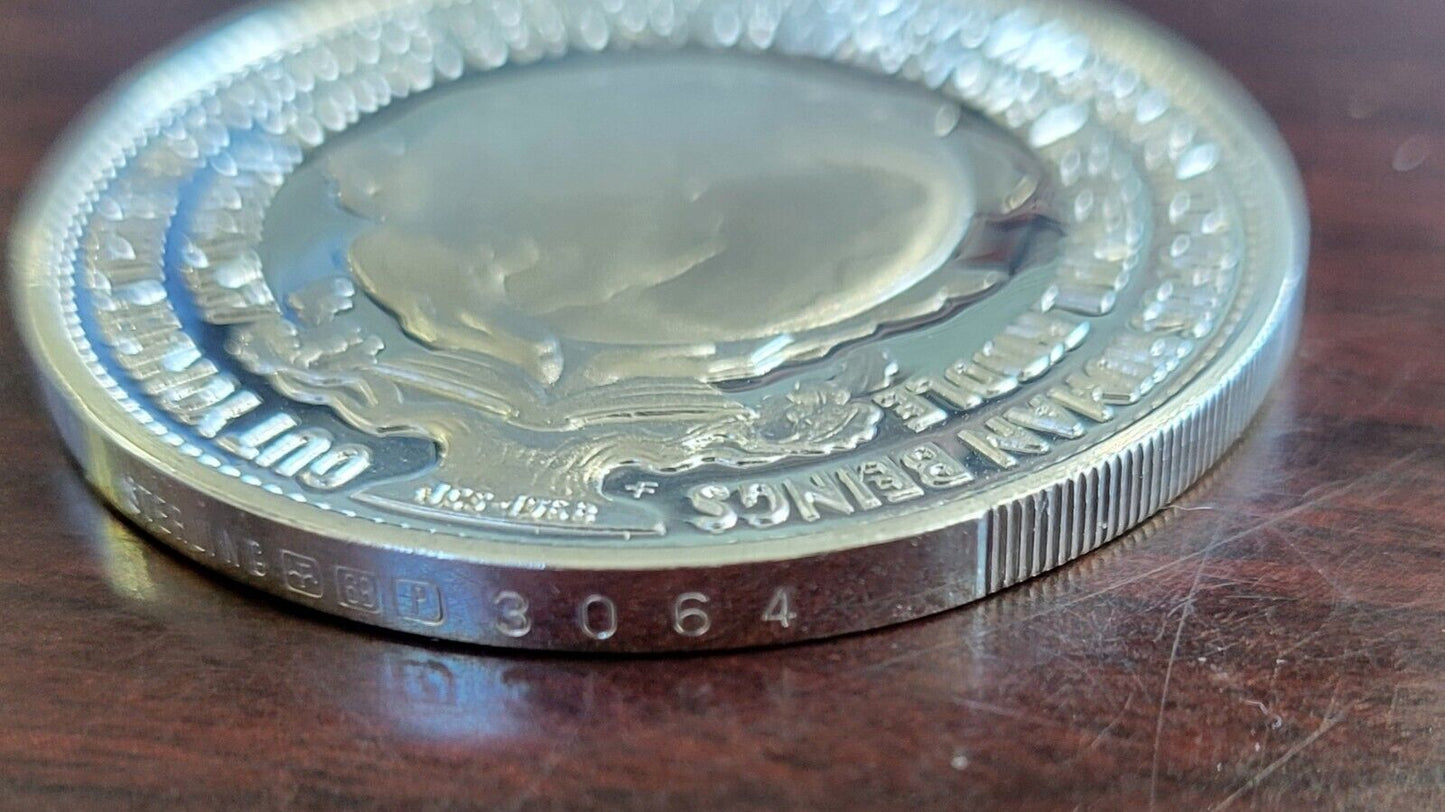 1968 Franklin Mint Albert Einstein Scientist Philosopher Medal Sterling. 84oz.