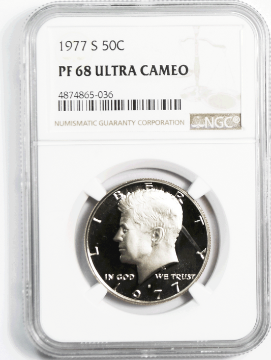 1977 S 50c Kennedy Half Dollar NGC PF68 Ultra Cameo Proof San Francisco