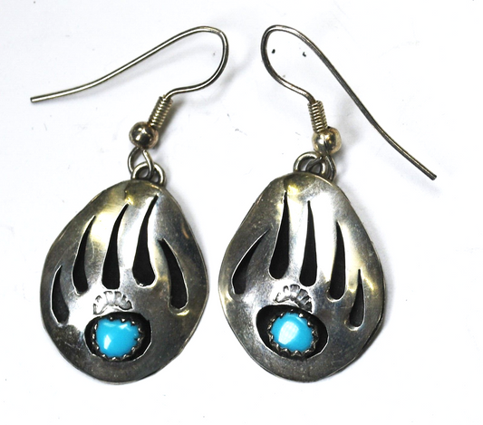 Sterling Silver Brenda Boyd Bear Claw Shadow Box Earrings 41mm x 18mm