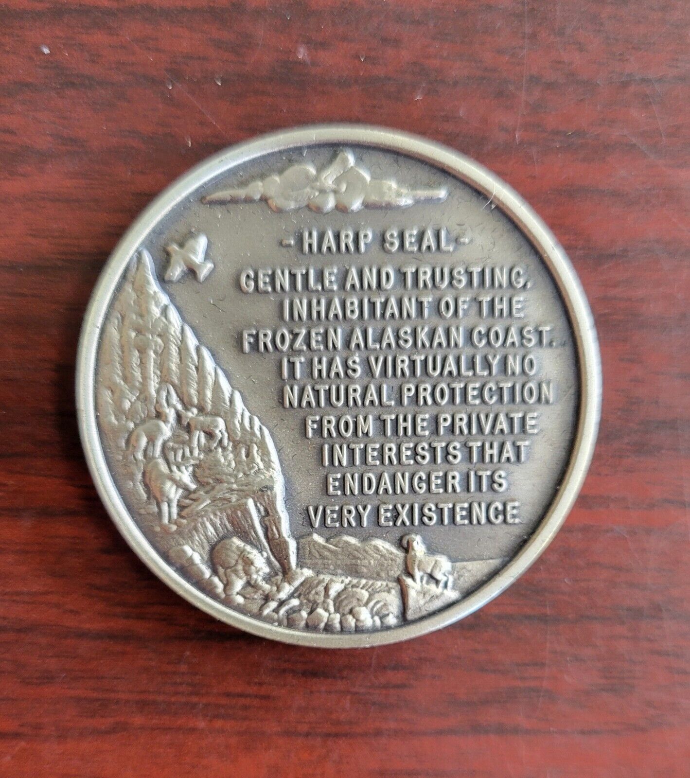 Longines Symphonette Sterling Harp Seal Wildlife Series Medal 1.1oz Coin