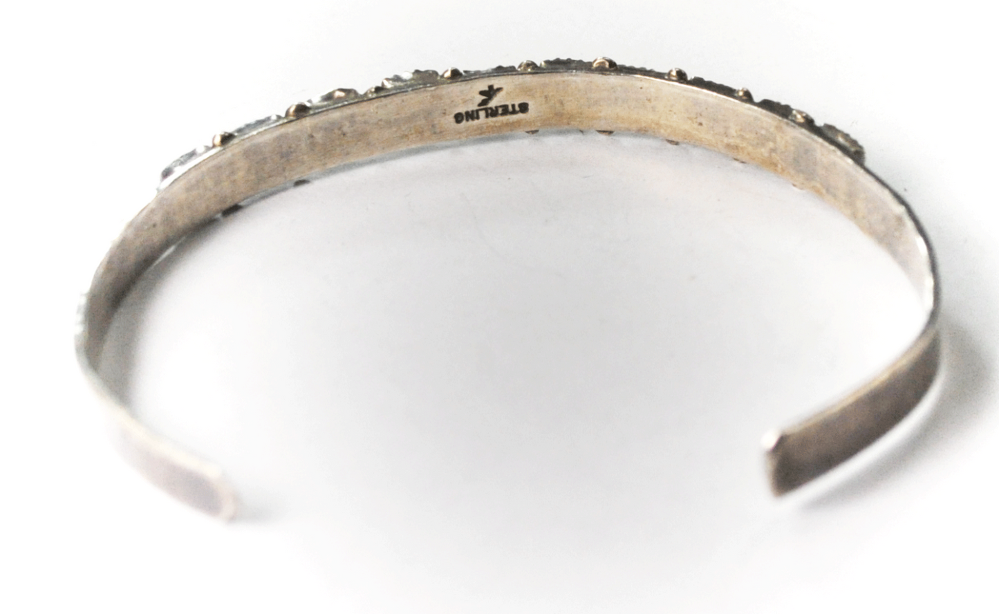 Vintage Sterling Shopmark 2 Multi Stone Cuff Bracelet 7mm 6-1/8"