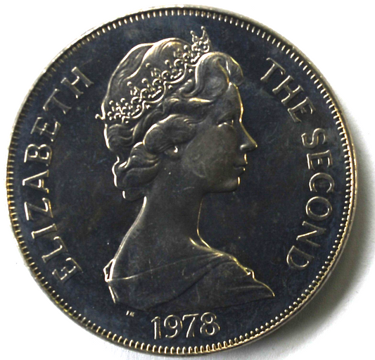 1978 Saint Helena One Crown 25 Pence Copper Nickel Coin KM# 7