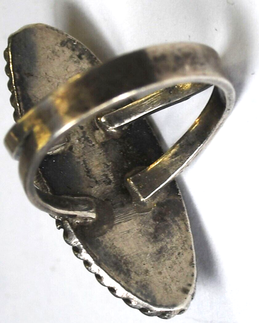 Sterling Silver  Oval MOP Inlay Stripe Ring 28mm Size 5