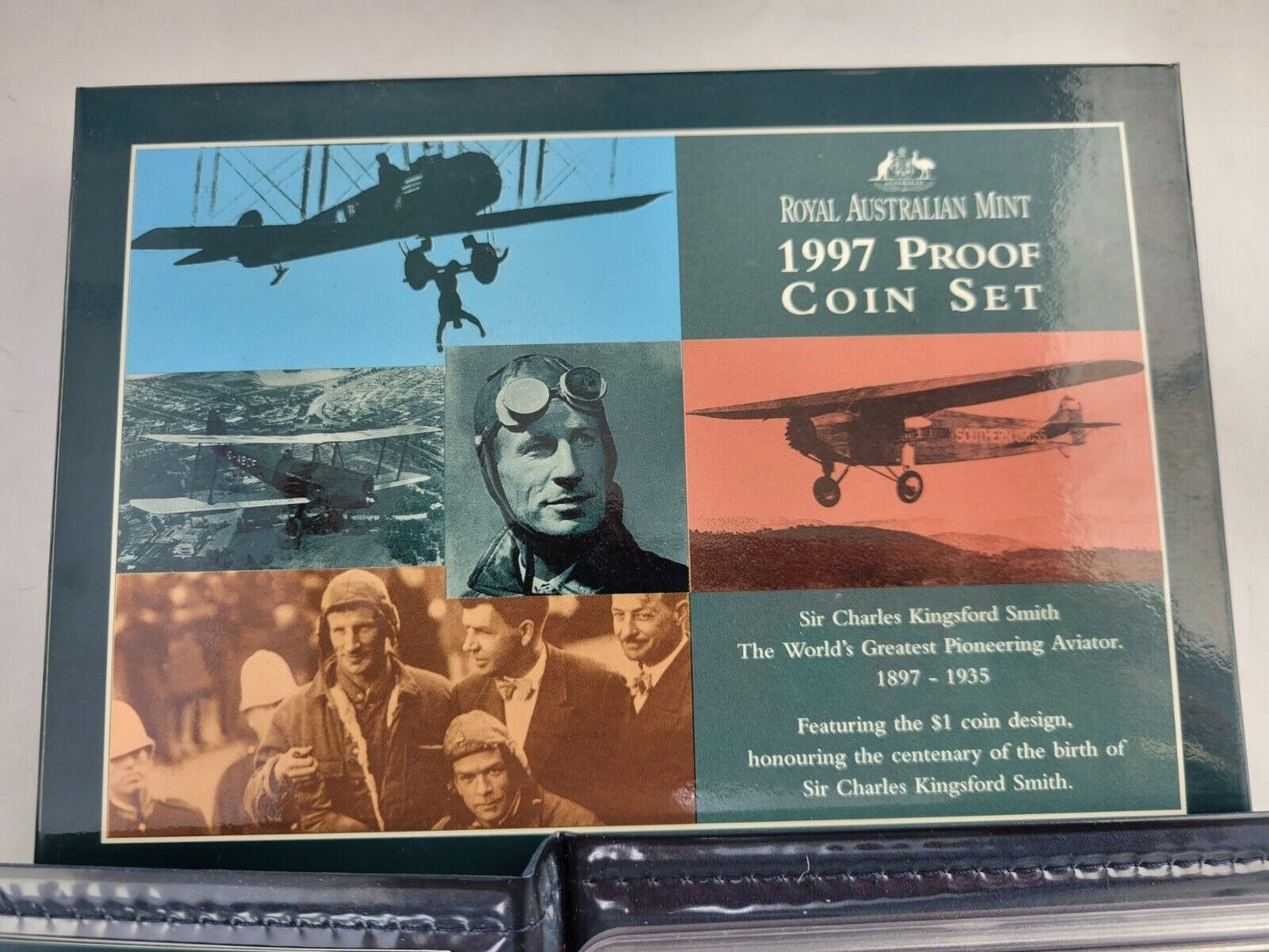 1997 Australian 6 coin Proof Set, $2, Sir Charles Kingsford Smith, Aviator