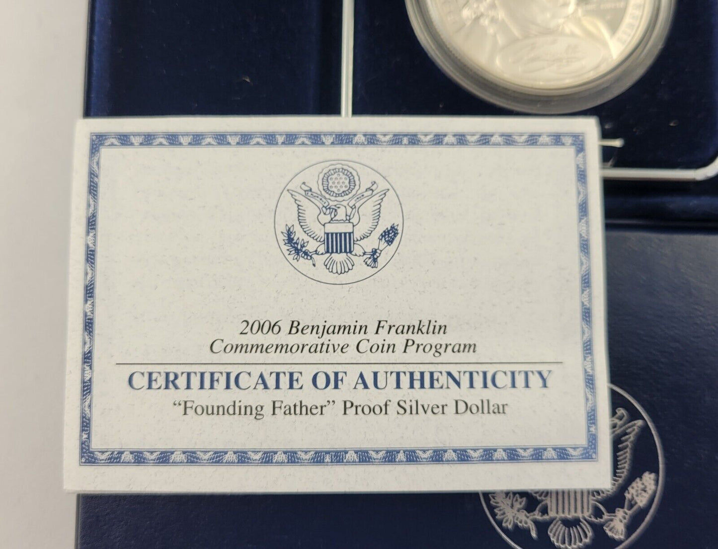 2006-P Benjamin Franklin Commemorative Proof Silver Dollar Coin Boxed w/COA