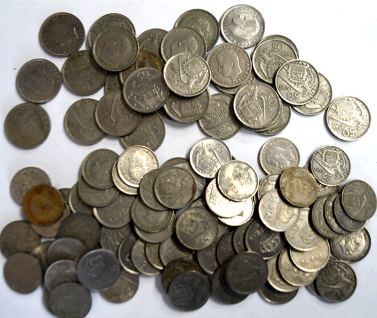 109pc Spain 77pc 25 & 32pc 50 Pesetas Coins Lot 1950's 1980's