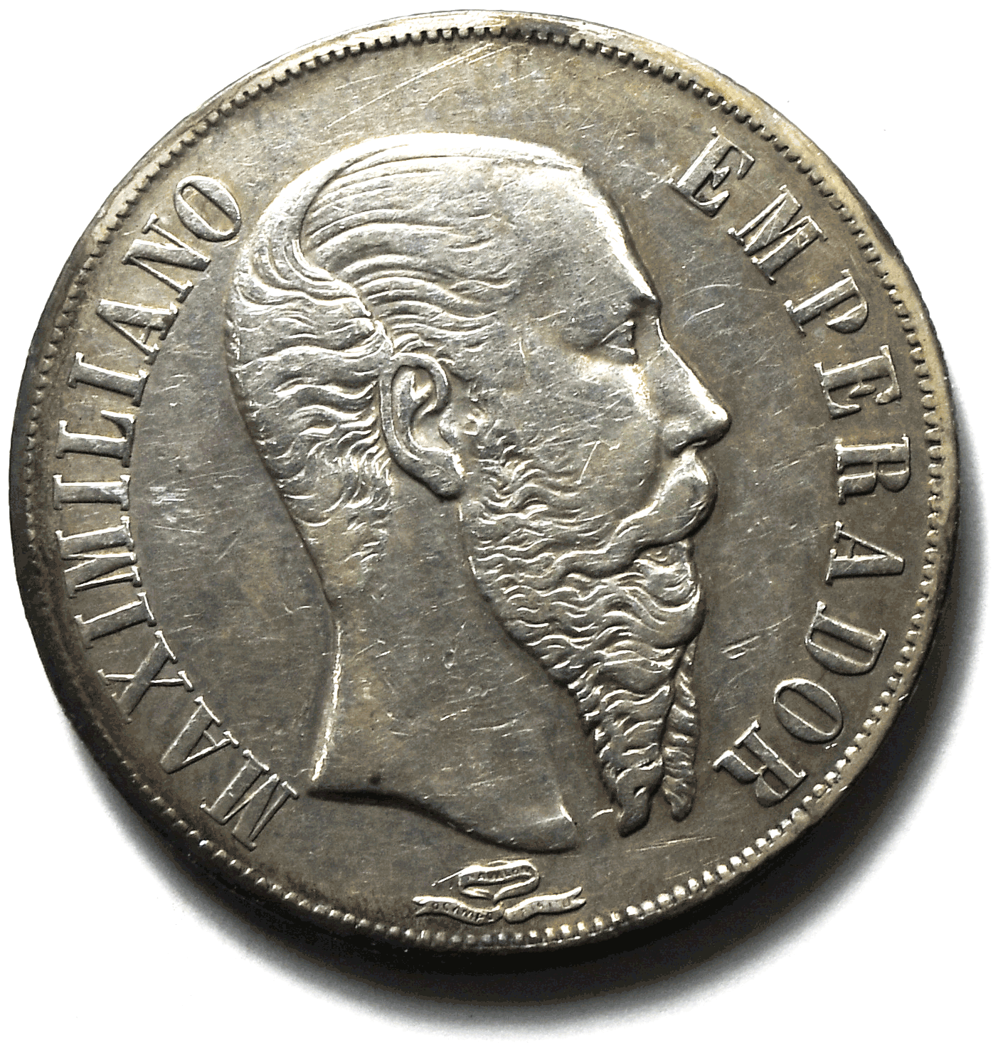 1866 Mo Mexico Empire Of Maximilian Peso KM# 388.1 Silver Coin Cleaned