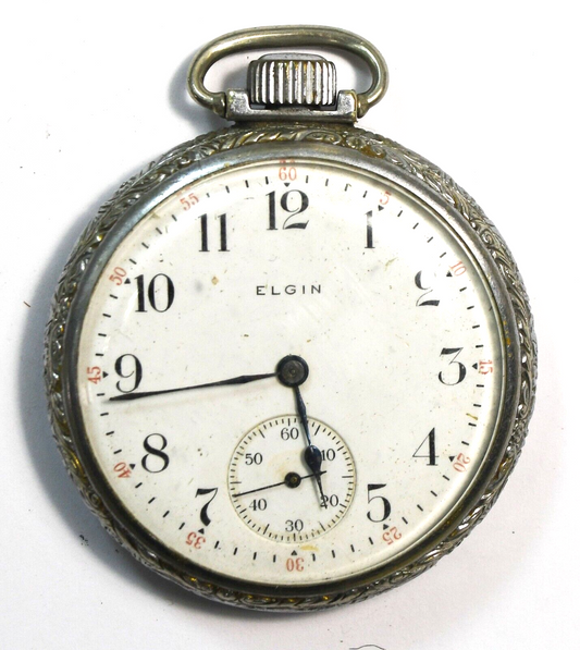 1912 Elgin 313 Size 16 Open Face Pocket Watch Spartan Case