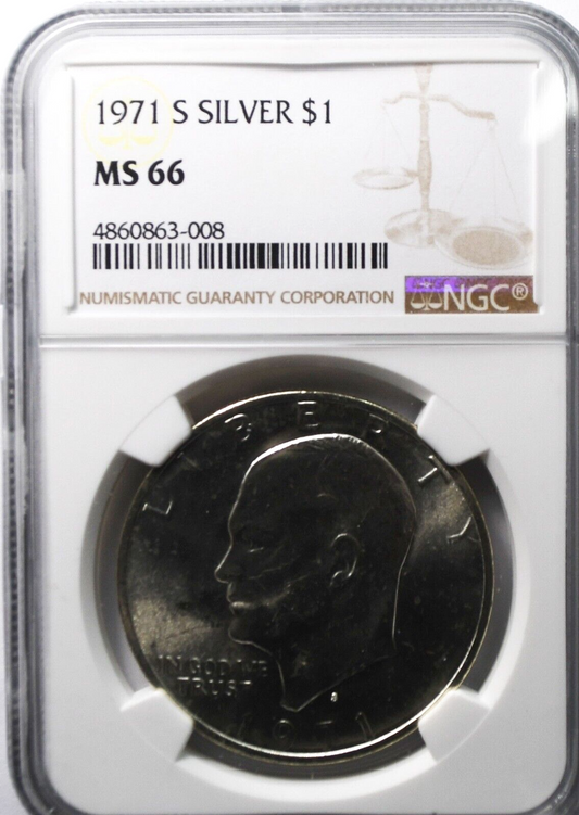 1971 S $1 Eisenhower Silver Dollar MS66 NGC Uncirculated San Francisco