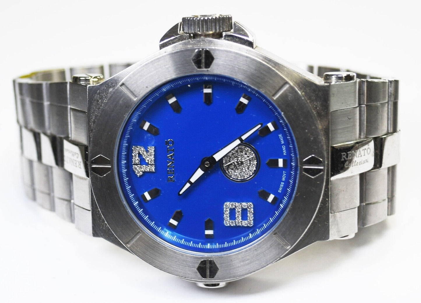Renato LE 320g Stainless Steel 30ATM 50mm Wristwatch Blue Dial 7" Wrist