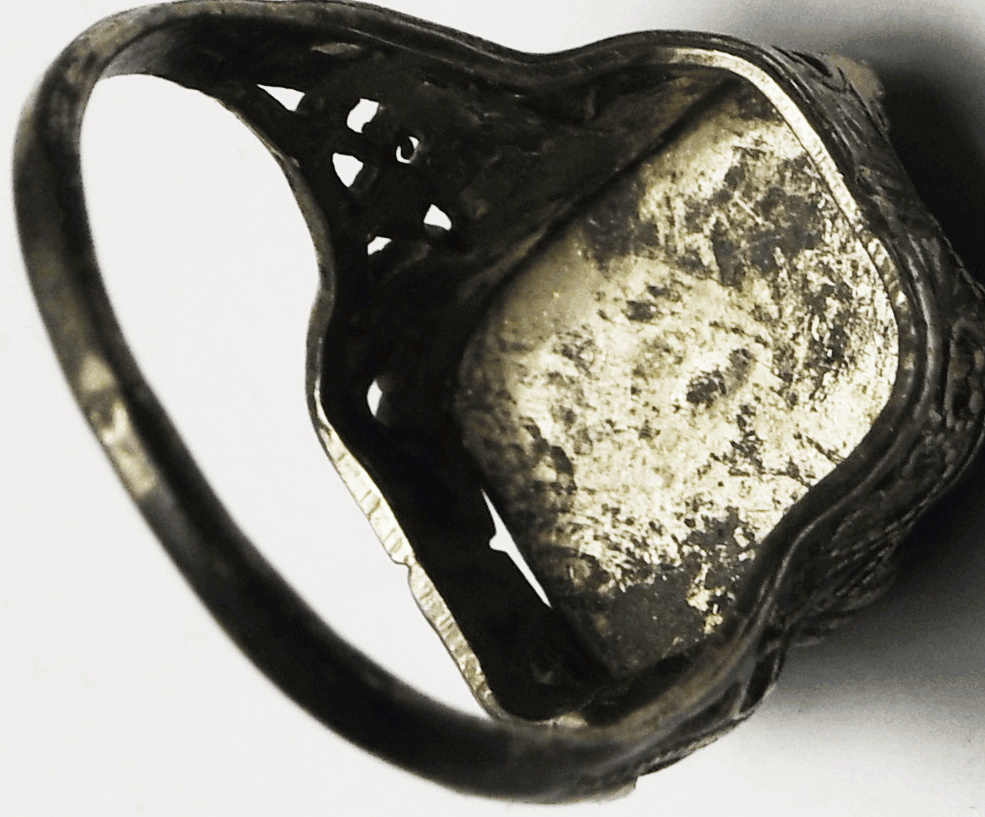 Antique Sterling Silver OES Masonic Past Matron Filigree Enamel Ring 16mm Size 8