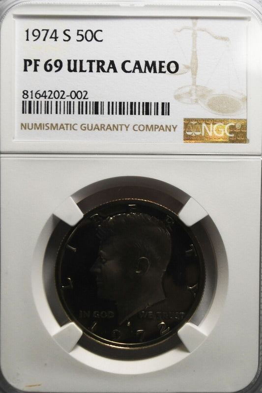 1974 S 50c Kennedy Half Dollar NGC PF69 Ultra Cameo Proof San Francisco