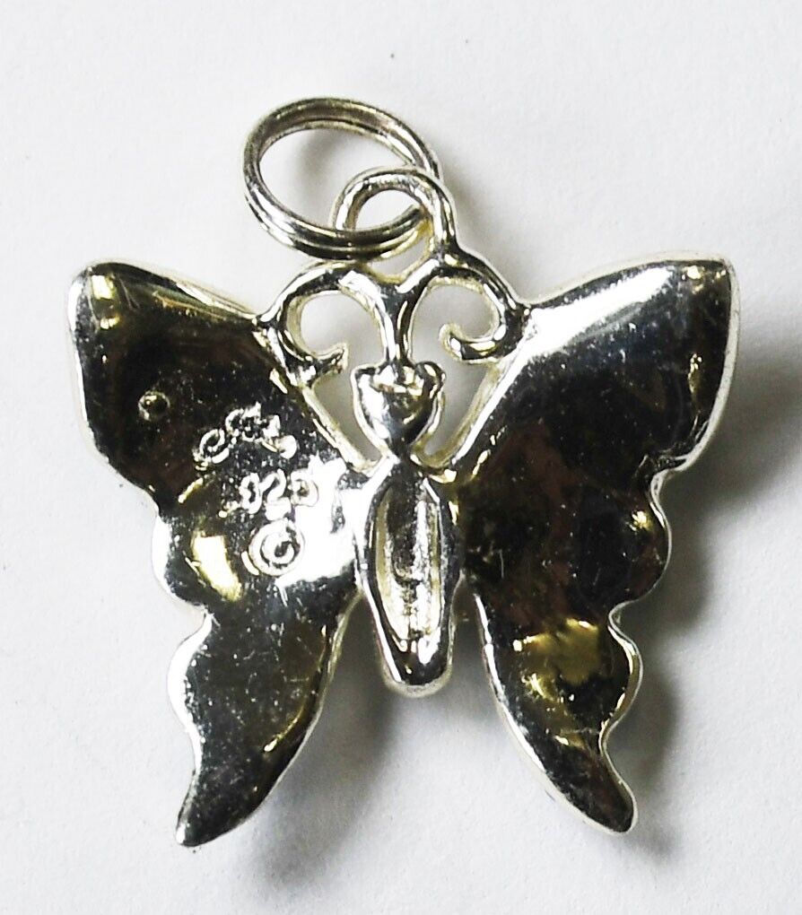 Sterling Silver Jez Blue Enamel Butterfly Charm 16mm x 15mm