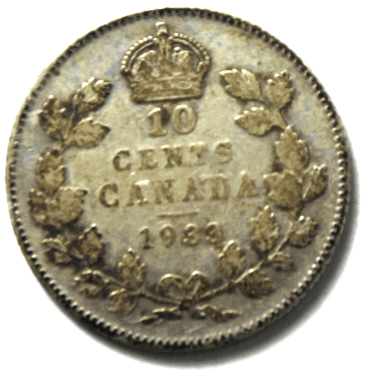 1933 Canada 10c Ten Cents Silver Coin Dime KM# 23a