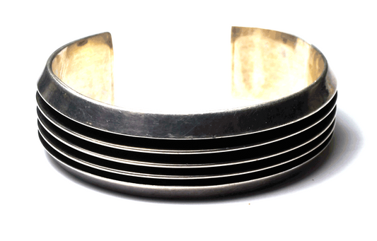 Sterling Silver TY Yazzie Striped Cuff 19mm Bracelet 6-1/2" Wrist