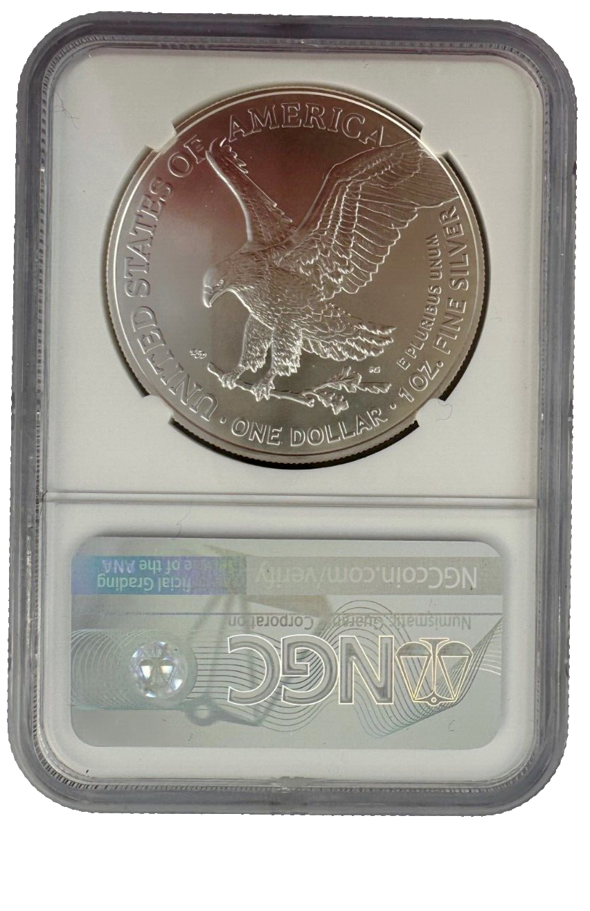 2021 W Silver Eagle $1 BURNISHED Landing T2 NGC MS70 First Day Of Issue 1st G