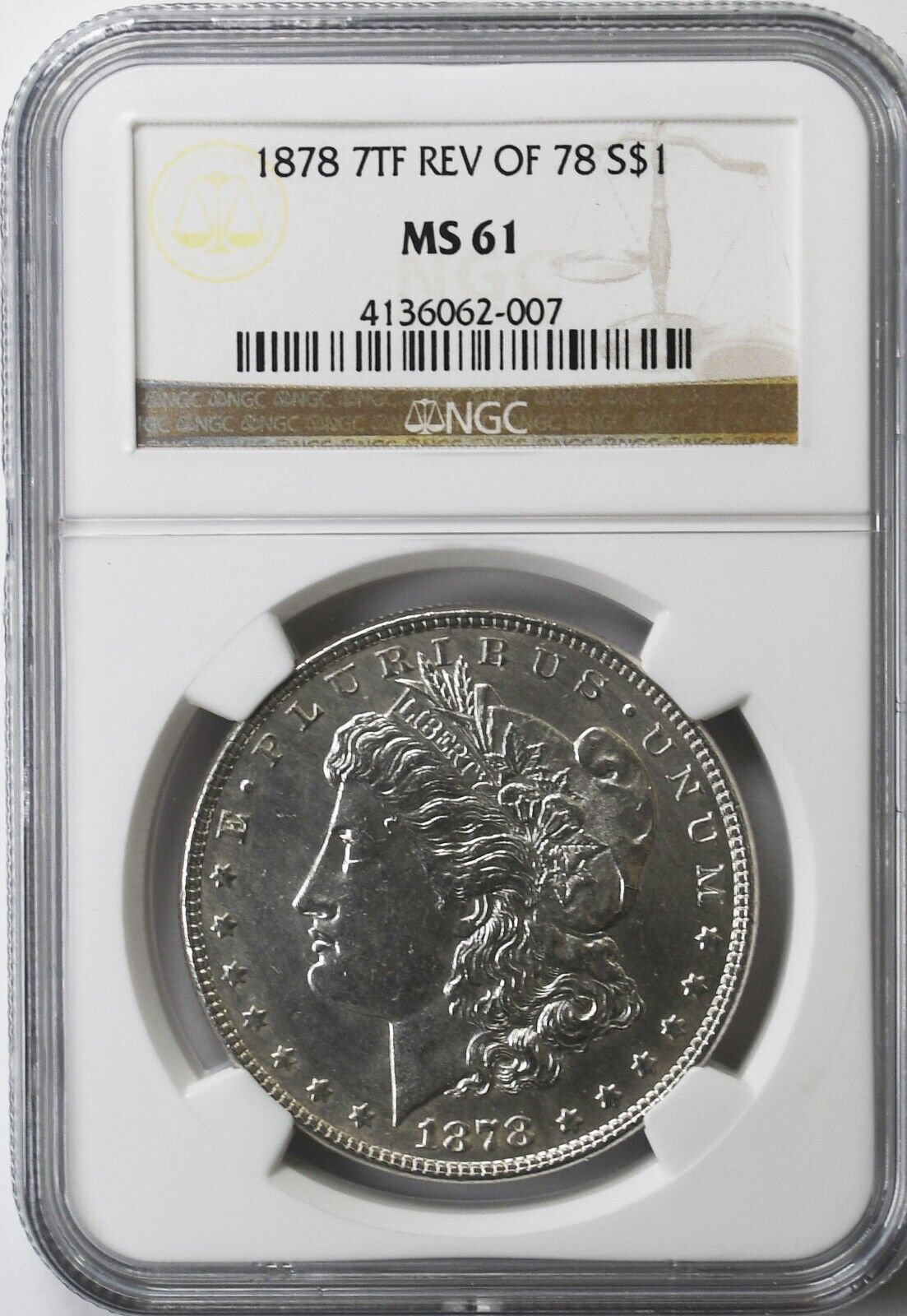 1878 $1 Morgan Silver One Dollar Philadelphia 78 Reverse NGC MS61 VAM 110