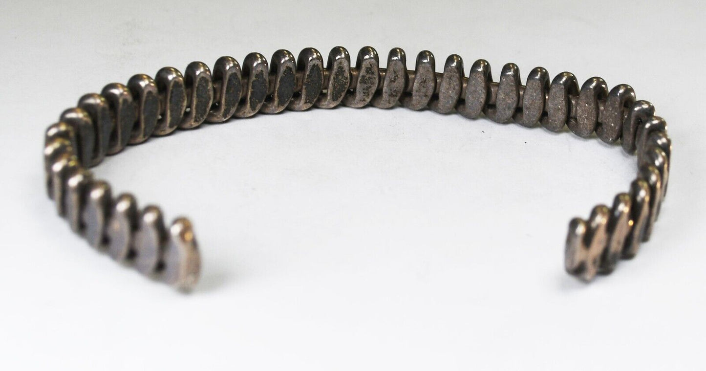 Sterling Silver Flexible Stripe Cuff Spine Bracelet 9mm 7-3/4" Wrist