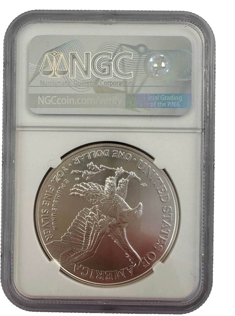2021 W Silver Eagle $1 BURNISHED Landing T2 NGC MS70 First Day Of Issue 1st G