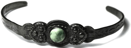 Sterling Silver Antique Small Child's Turquoise Cuff 10mm Bracelet 5" Wrist