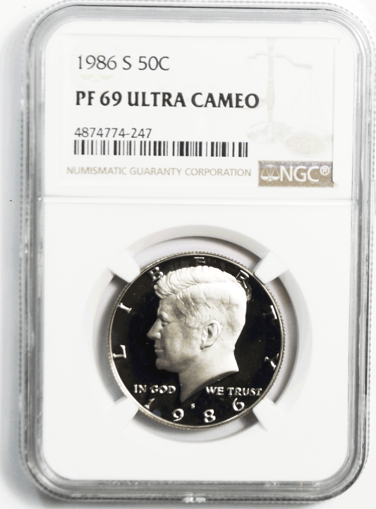 1986 S 50c Kennedy Half Dollar NGC PF69 Ultra Cameo Proof San Francisco