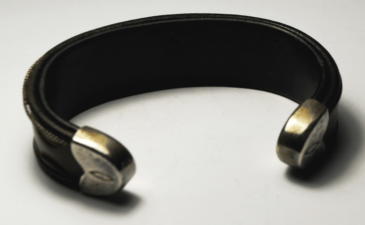 J Tucker Leather & Sterling Silver Cuff Bracelet 21mm 7-1/4" Wrist