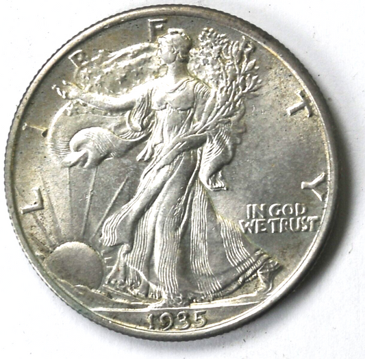 1935 50c Walking Half Dollar Silver Fifty Cents Philadelphia AU